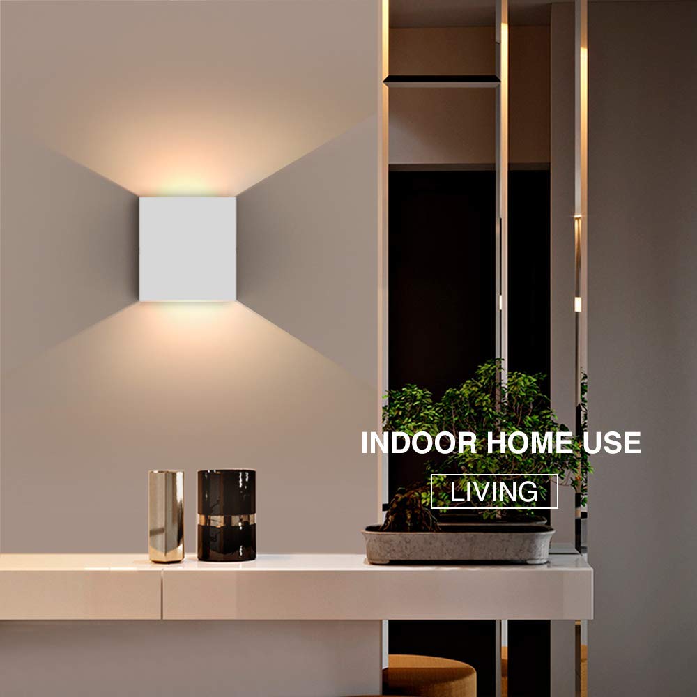 2 Pcs 6W LED Wall Light Up Down Indoor Wall Lamp Modern Aluminum Uplighter Downlighter Wall Sconce Lighting Fixtures for Living Room Bedroom Bathroom Kitchen Dining Room, Warm White